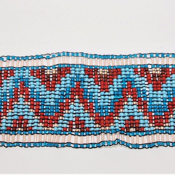 🗿BOHO Native American Pattern Beaded Elastic Belt - Picture 2 of 5